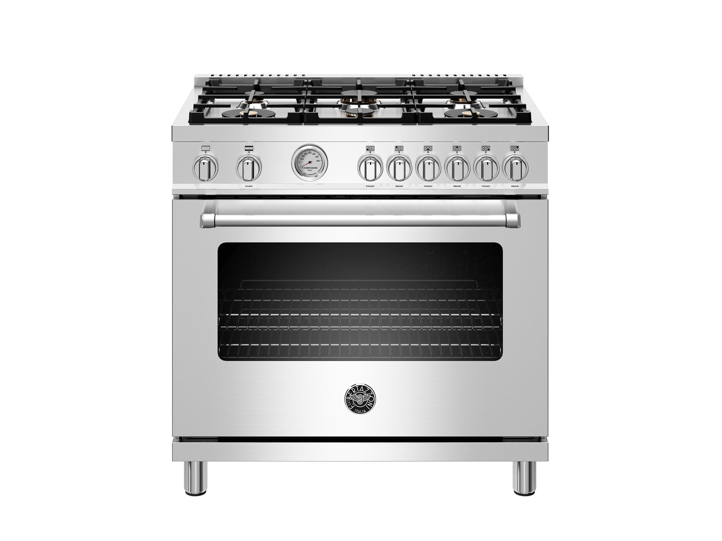 BERTAZZONI 36 inch All Gas Range, 6 Brass Burners (MAST366GASXT)