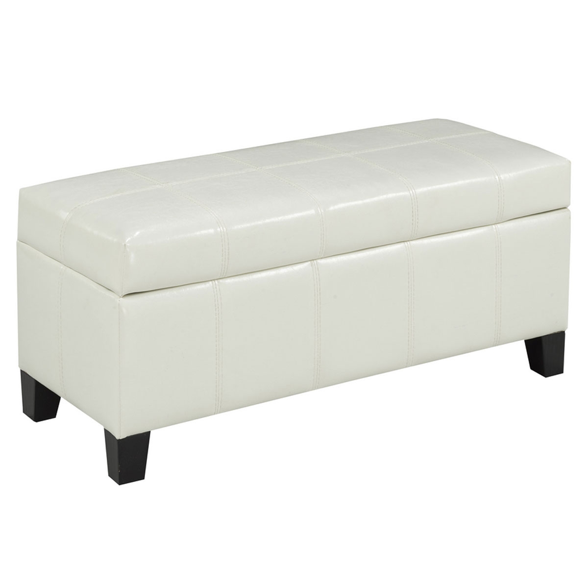 BRASSEX Storage Ottoman, White (2006WH)