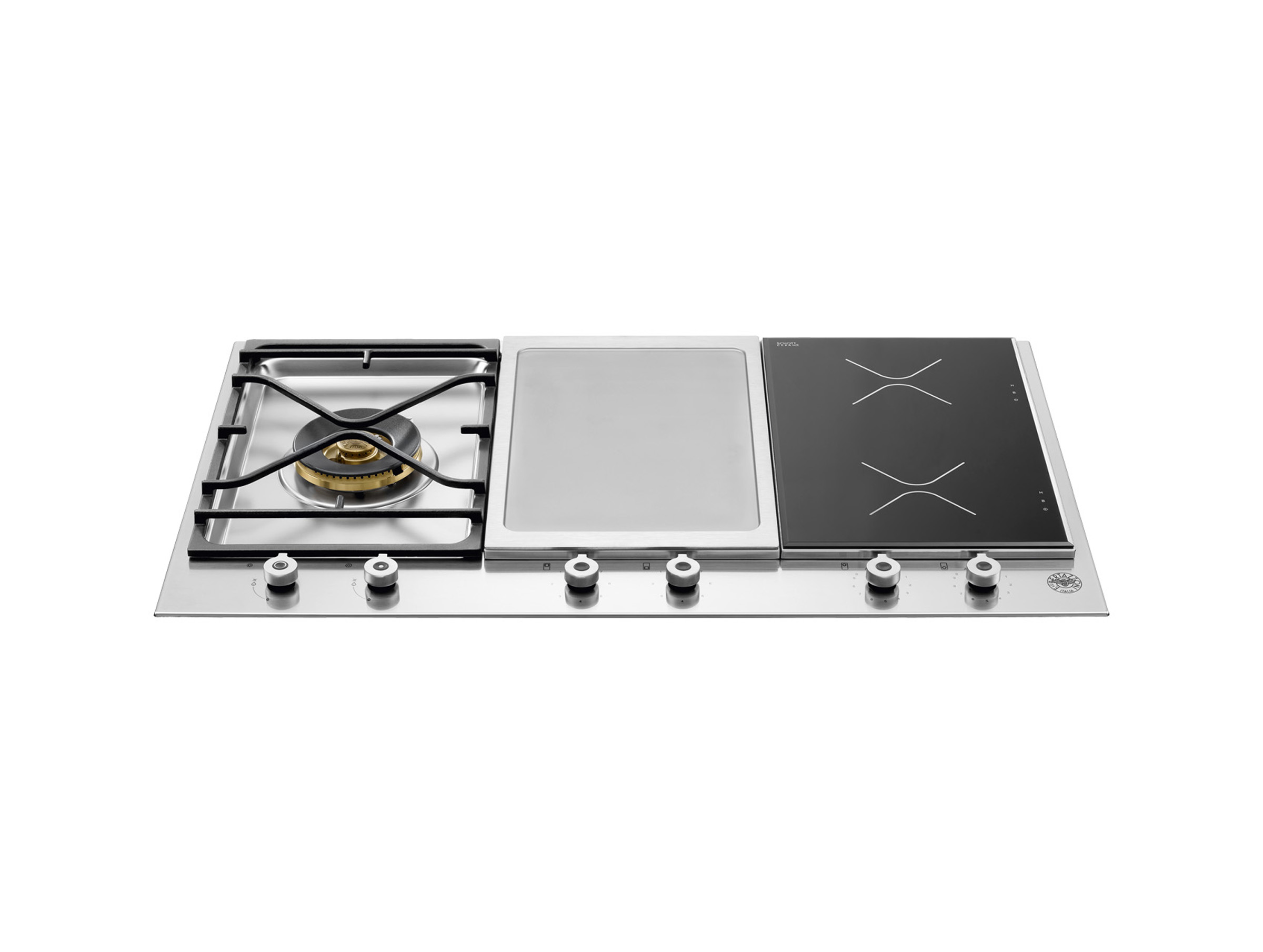 BERTAZZONI 36 Segmented Cooktop 1-burner, 2 induction zones and griddle (PM361IGX)