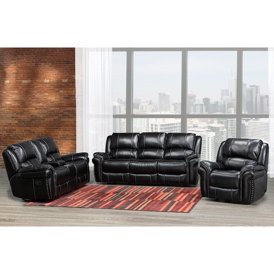 BRASSEX Hilton Recliner Sofa-Black (749S)