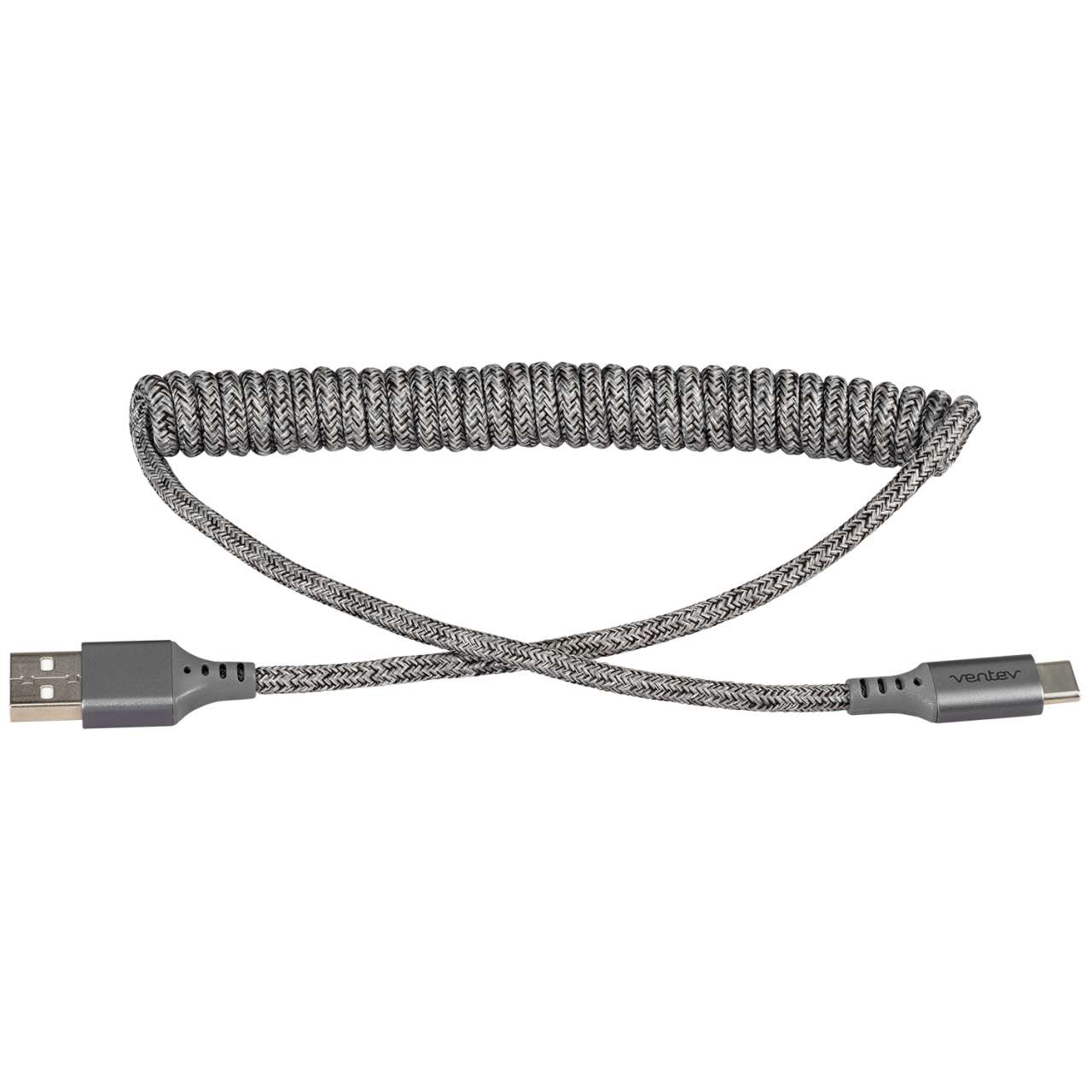 Ventev 203993 Helix Textile USB-C Cable 1ft Grey