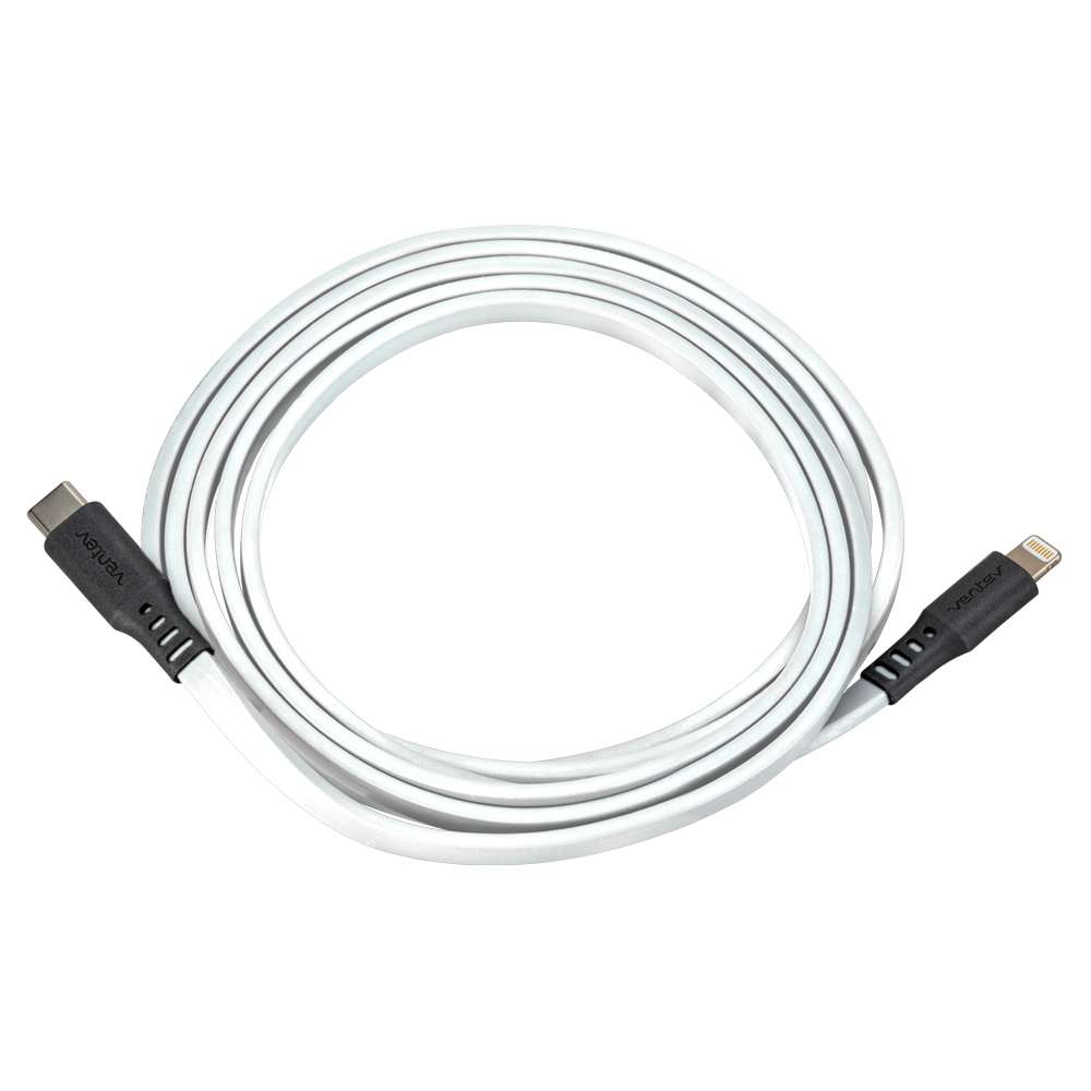 Ventev 227604 Flat USB-C to Lightning Cable 6ft White