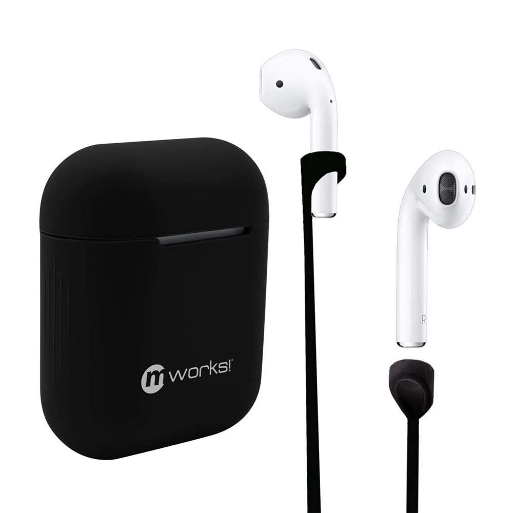 mworks! 25504 Case Skin & Straps Bundle AirPods 2/AirPods Black