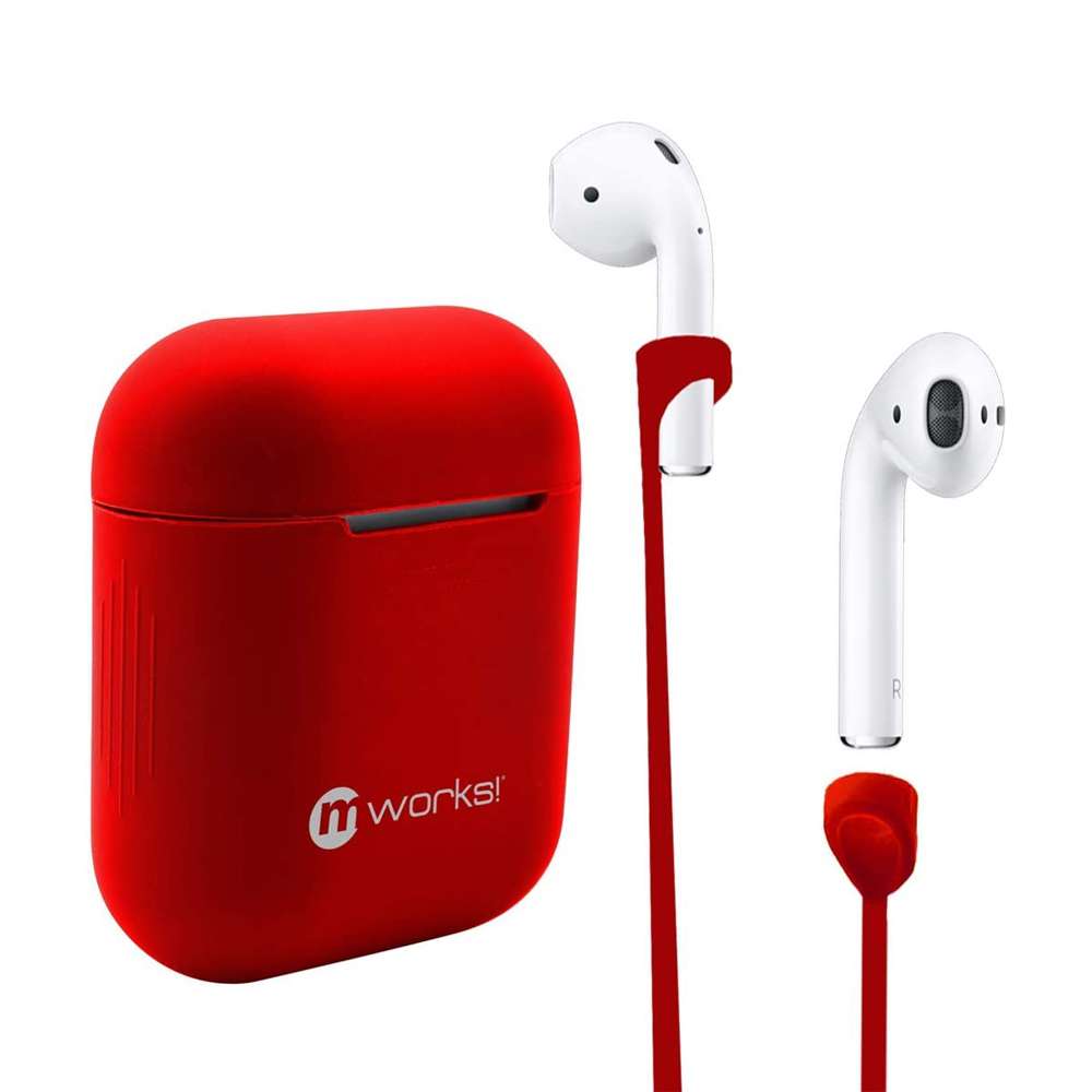 mworks! 25505 Case Skin & Straps Bundle AirPods 2/AirPods Red