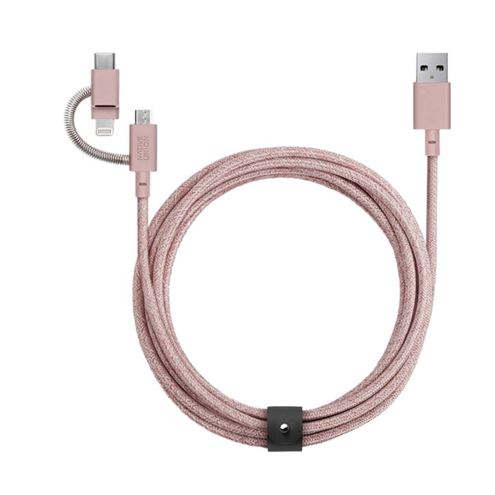 Native Union BELTKVULCROSE Belt Cable Universal 6.5ft Rose