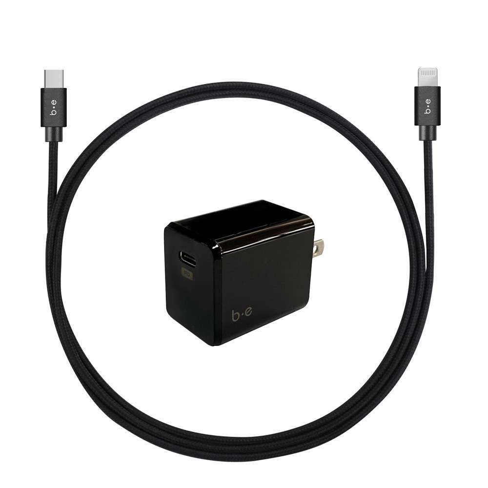 Blu Element BEWCA4LB Wall Charger USB-C PD w/4ft USB-C to Lightning Cable Black