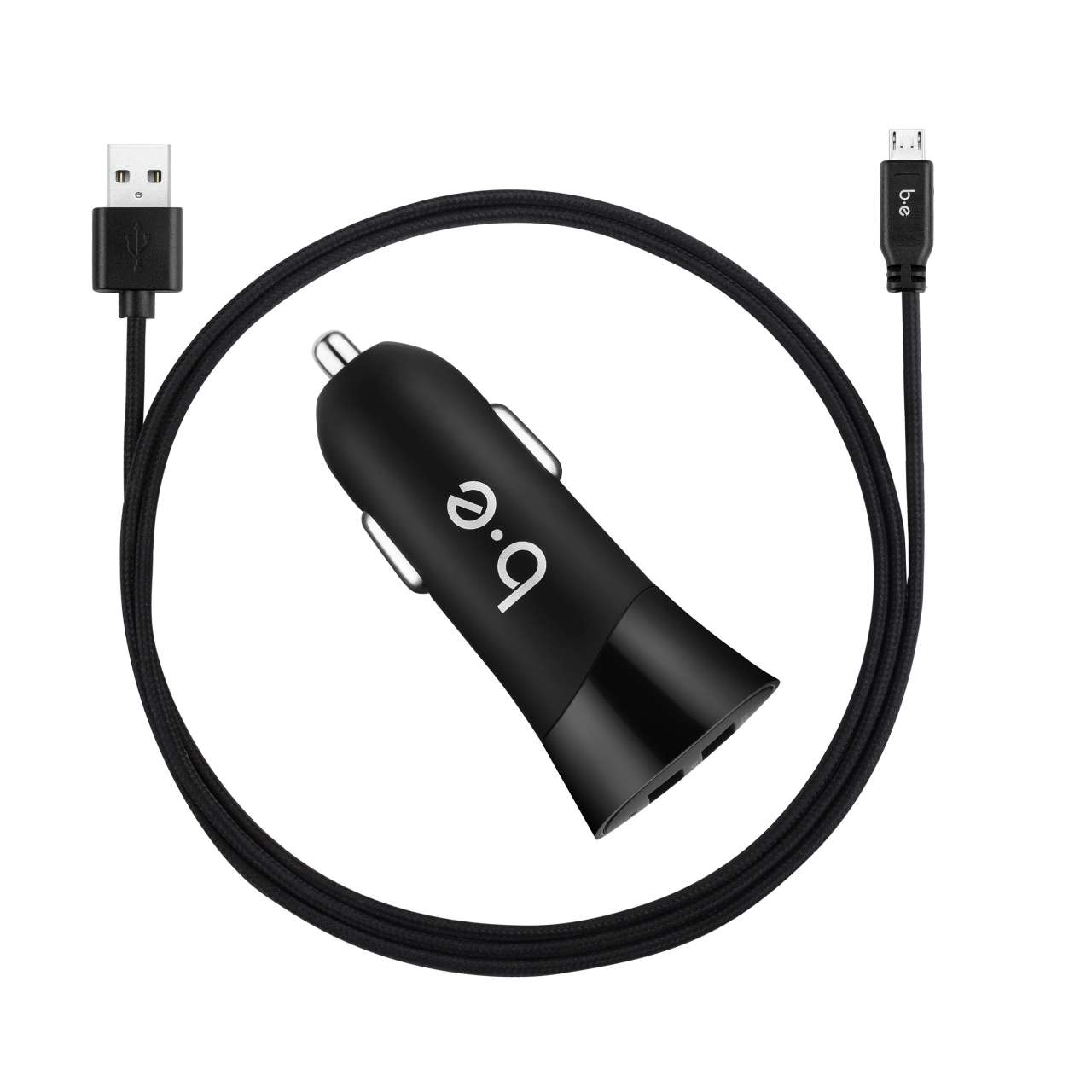 Blu Element BKCRMIC Car Charger Dual USB 3.4A w/Micro USB Cable Black