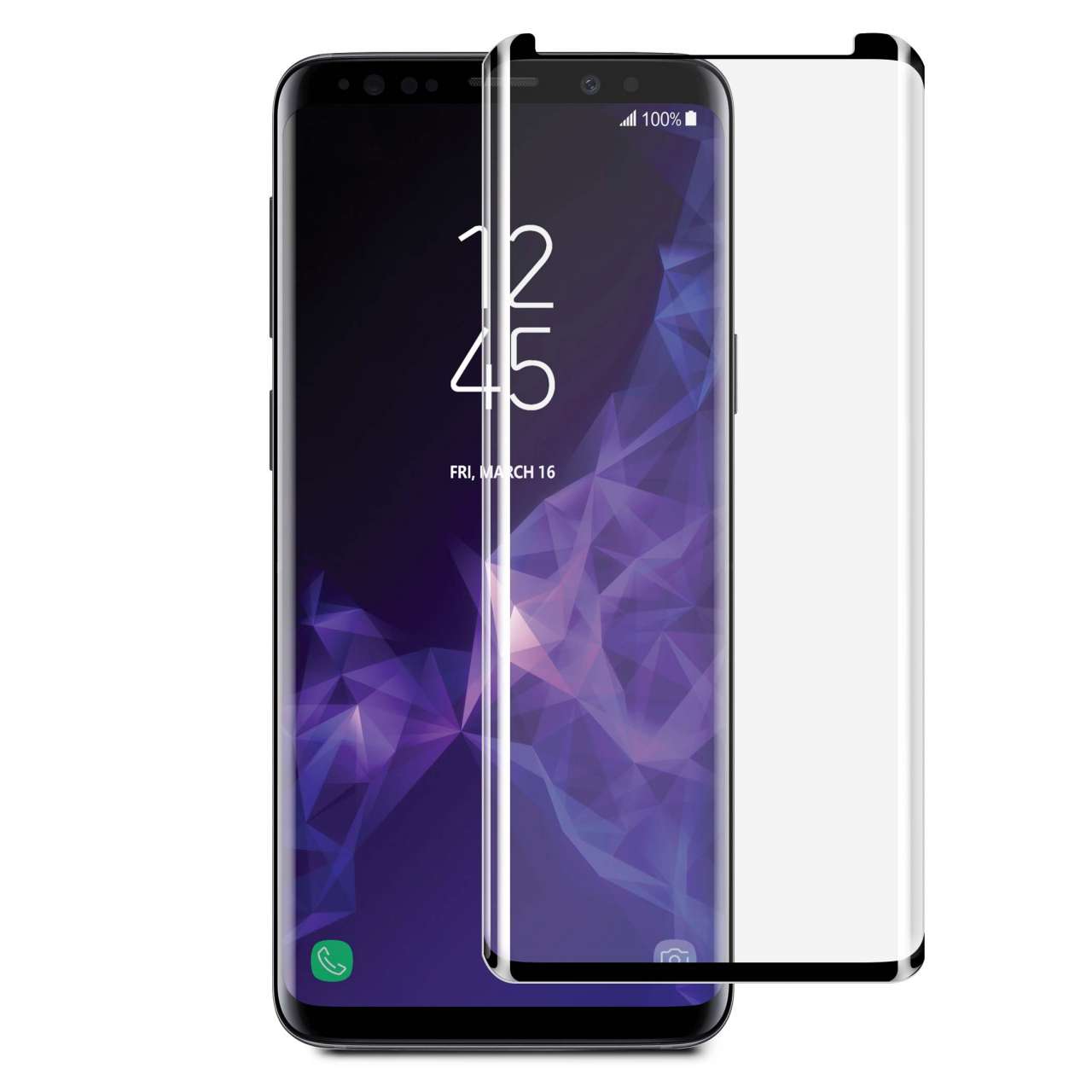 Blu Element BTGS9CB 3D Curved Glass Case Friendly Galaxy S9 Black