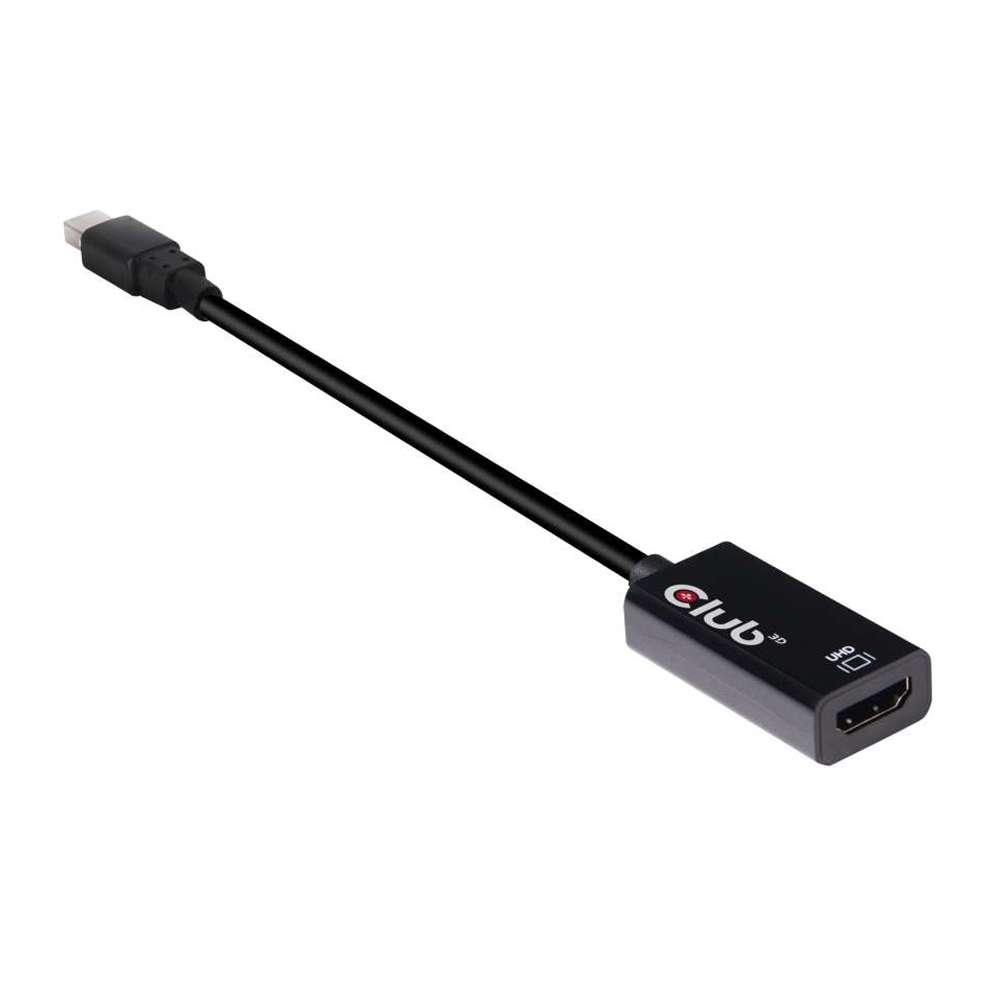 Club3D CAC1180 MiniDisplayPort 1.4 Male to HDMI 2.0 Female 4K 60HZ UHD/3D Active Adapter-HDR Support Black