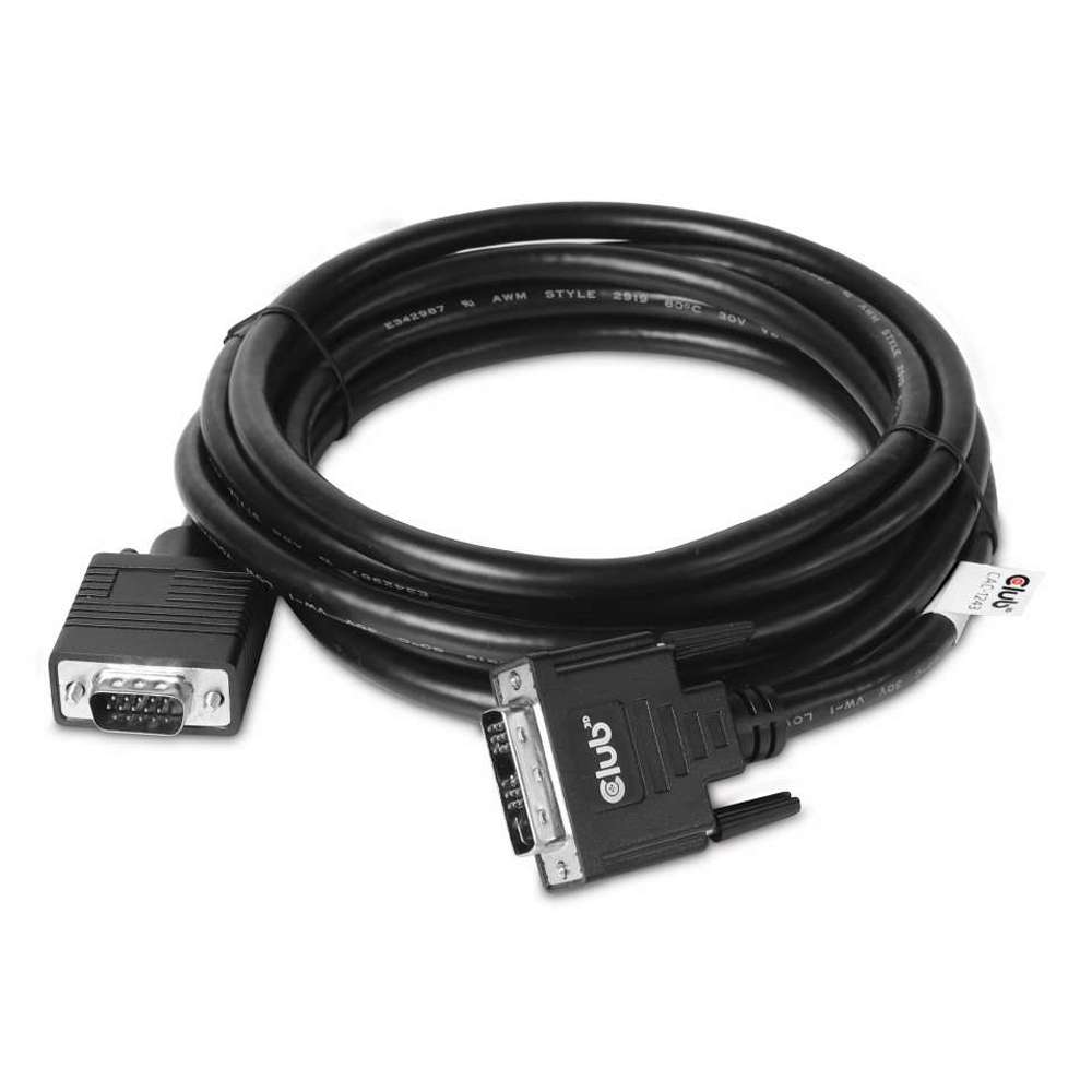 Club3D CAC-1243 DVI-A to VGA Cable M/M 3m/9.8ft 28 AWG Black