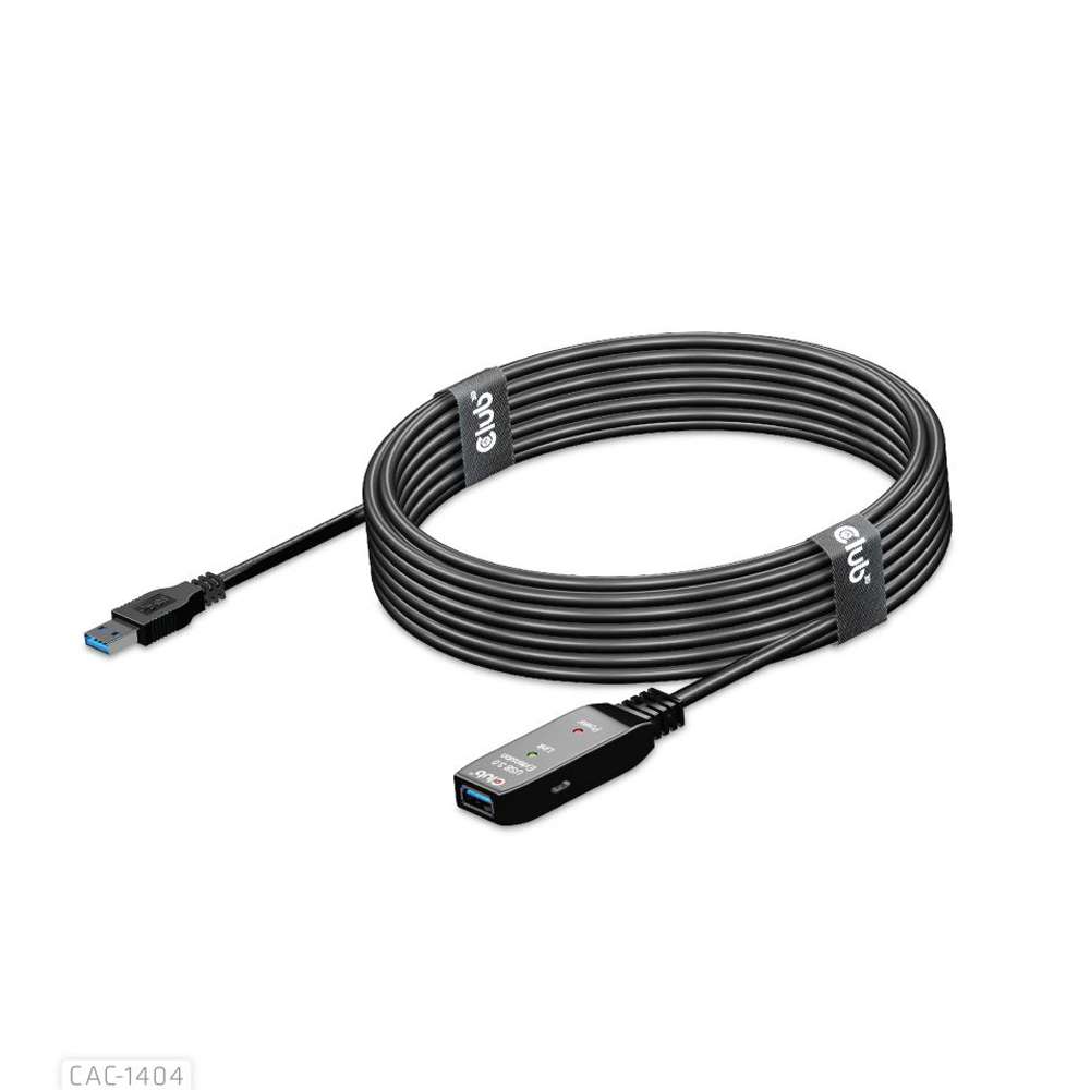 Club3D CAC-1404 USB 3.2 Gen1 Active Repeater Cable 5m/16.4ft M/F 28AWG Black