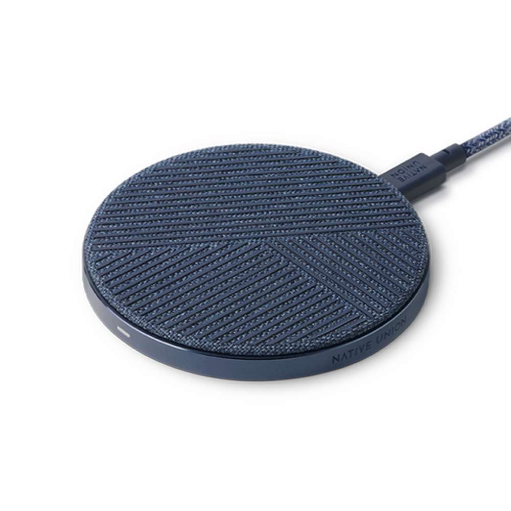 Native Union DROPINDFBNP Drop Qi Wireless Charger Fabric 10W V2 Indigo