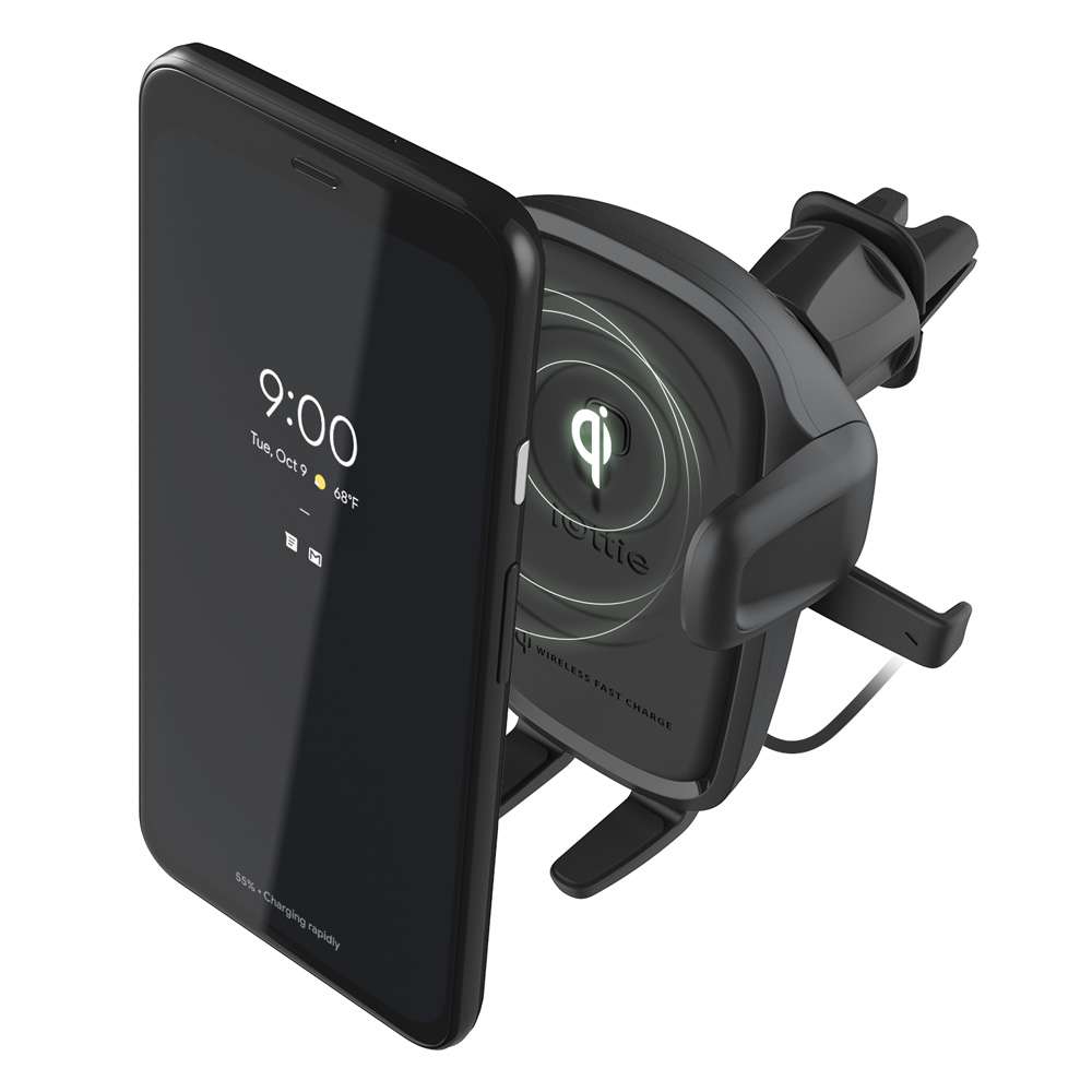 iOttie HLCRIO143 Easy One Touch Wireless 2 Fast Charging 2-in-1 Air Vent and CD Mount Black
