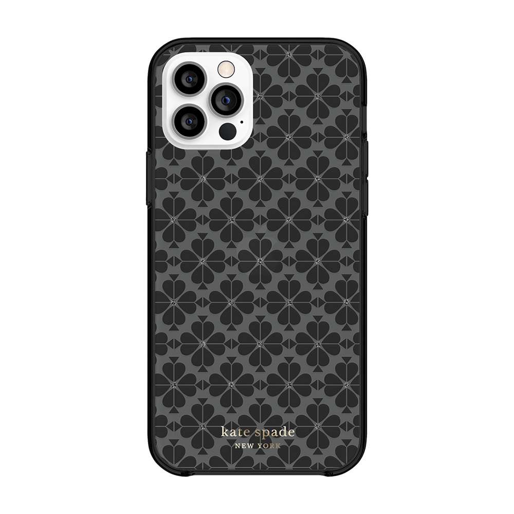 Kate Spade KSIPH153SFTNB Protective Hardshell iPhone 12/12 Pro Spade Flower Tonal Black