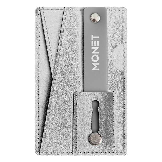 Monet MN18METSLV Wallet Kickstand Vegan Leather Metalic Silver