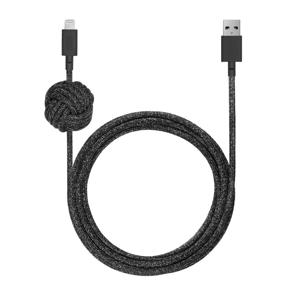 Native Union NCABLELCSBLKNP Night Cable w/Knot Lightning 10ft Cosmo
