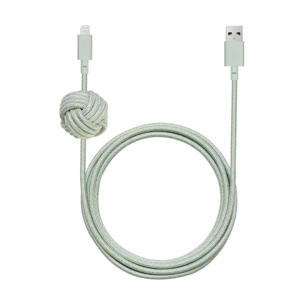 Native Union NCABLELGRNNP Night Cable w/Knot Lightning 10ft Sage