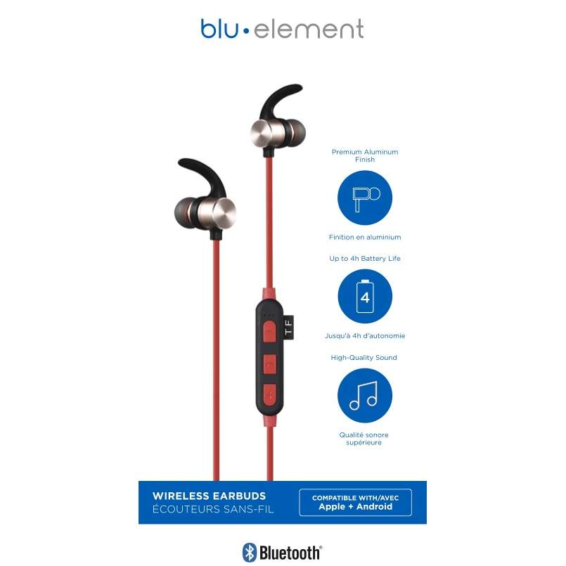 Blu Element VKR Bluetooth Earbuds Red No Returns / NET Price